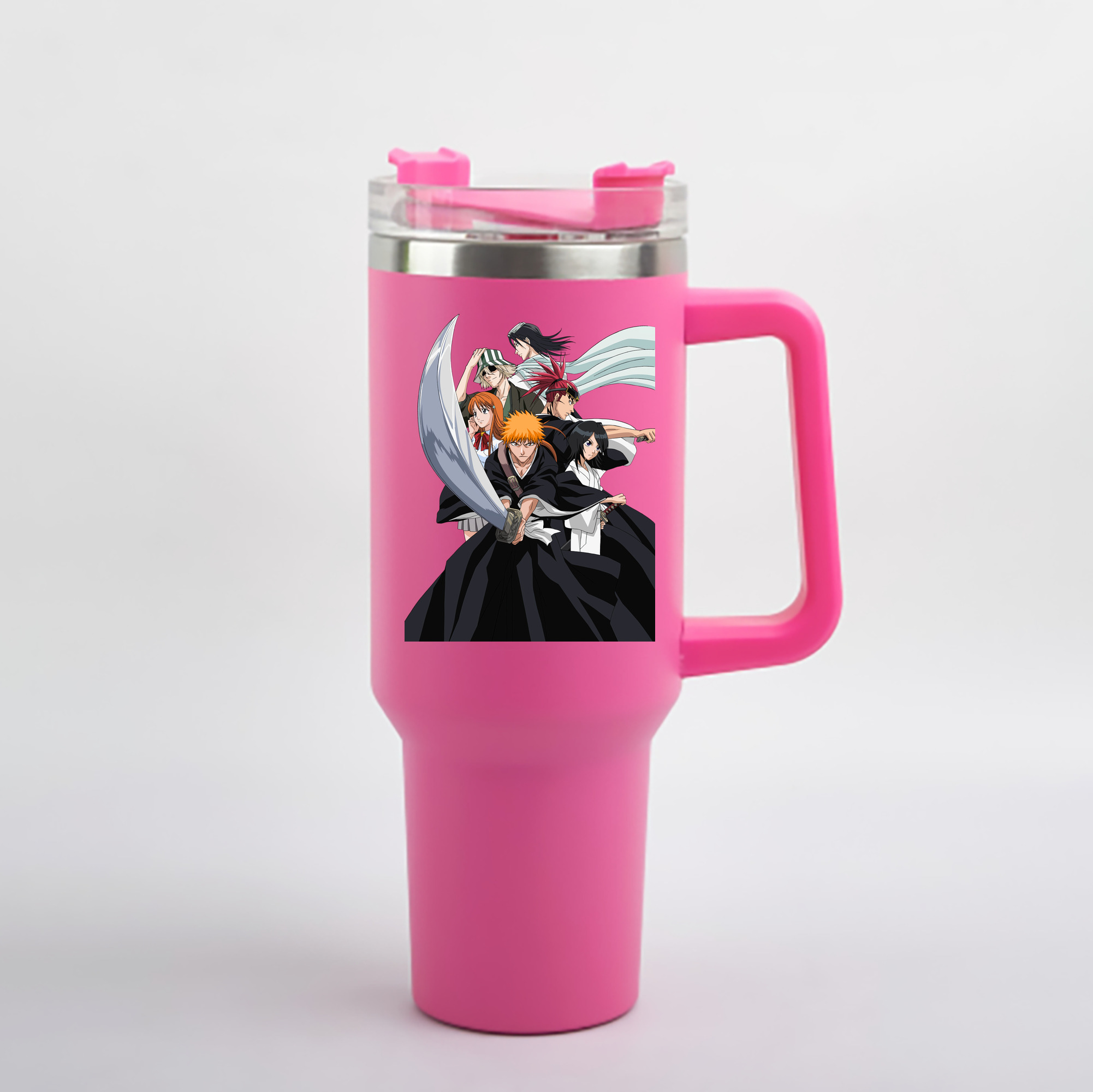 （画像用） ブリーチ 黒崎一護（くろさき いちご）BLEACH Kurosaki Ichigo 1200mL車用タンブラー - クリスタルステッカー（プラスチックストロー付き）
